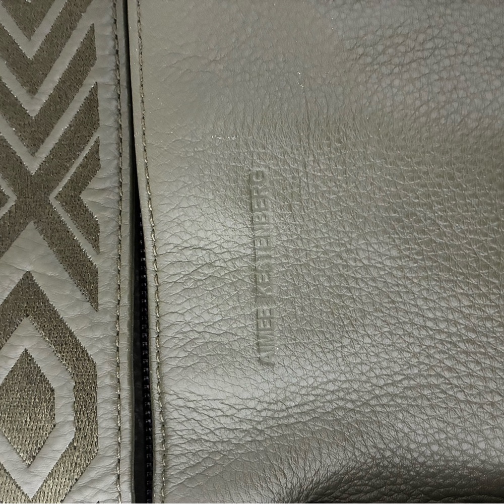 Aimee Kestenberg Olive Army Green Leather Satchel with Embroidered Strap - Picture 5 of 8